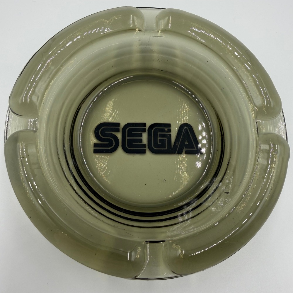 Sega Vintage Glass Ashtray Smoke Gray Retro Gaming Logo Collectible Memorabilia